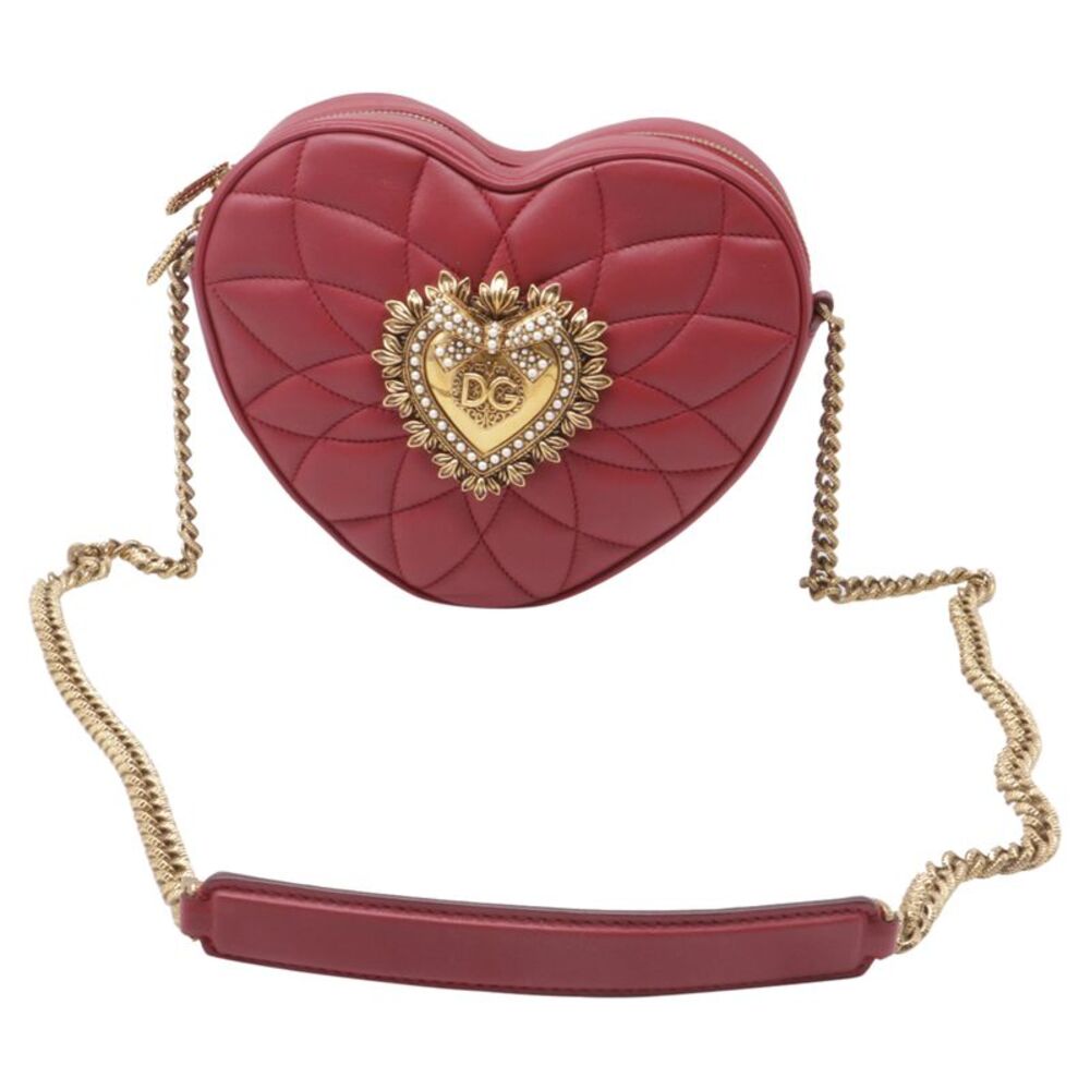 Dolce & Gabbana Devotion Heart-Shaped Leather Bag in Red Leather